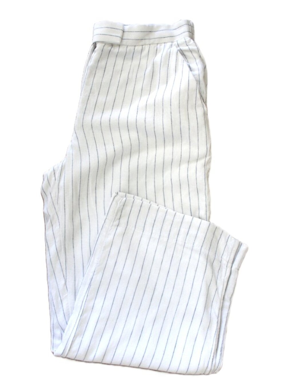 nwot ABERCROMBIE & FITCH Linen-Blend Pinstripe Straight Leg Pants in Cream (30w)